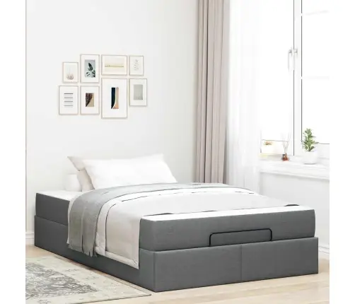 Gultas Rāmis Ar Matraci Tumši Pelēka 120 X 190 Cm Audums Vidaxl