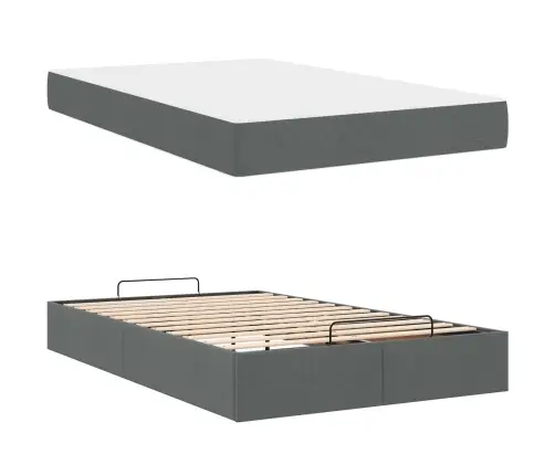 Gultas Rāmis Ar Matraci Tumši Pelēka 120 X 190 Cm Audums Vidaxl
