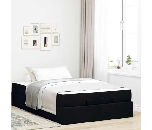 Gultas Rāmis Ar Matraci Melna 120 X 190 Cm Audums Vidaxl