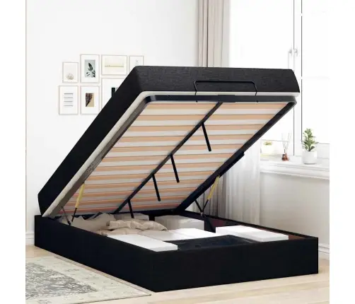 Gultas Rāmis Ar Matraci Melna 120 X 190 Cm Audums Vidaxl