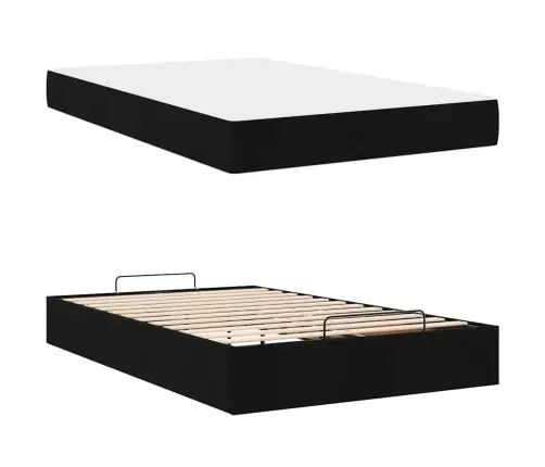 Gultas Rāmis Ar Matraci Melna 120 X 190 Cm Audums Vidaxl