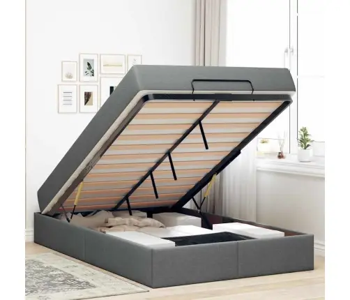 Gultas Rāmis Tumši Pelēka 120 X 200 Cm Audums Vidaxl