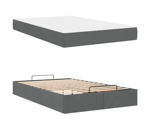 Gultas Rāmis Tumši Pelēka 120 X 200 Cm Audums Vidaxl