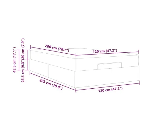 Gultas Rāmis Melna 120 X 200 Cm Audums Vidaxl