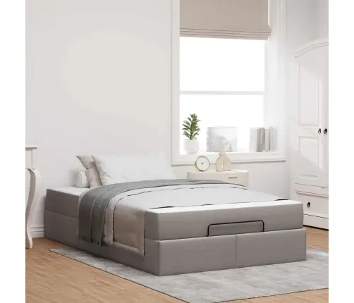 Gultas Rāmis Ar Matraci Pelēkbrūna 120 X 200 Cm Audums Vidaxl