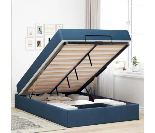 Gultas Rāmis Zila 120 X 200 Cm Audums Vidaxl