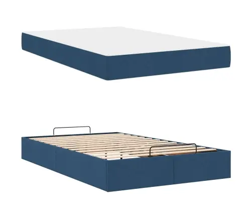 Gultas Rāmis Zila 120 X 200 Cm Audums Vidaxl