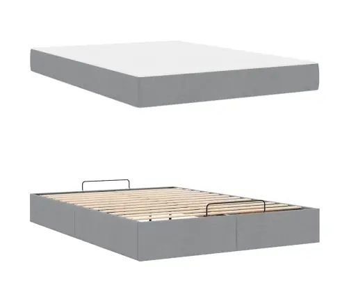 Lovos Rėmas Su Čiužiniu Šviesiai Pilka 140 X 190 Cm Audinys