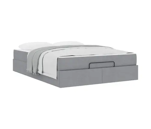 Lovos Rėmas Su Čiužiniu Šviesiai Pilka 140 X 190 Cm Audinys