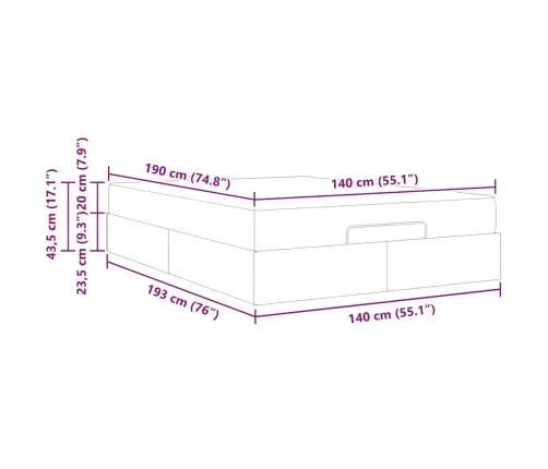 Lovos Rėmas Su Čiužiniu Šviesiai Pilka 140 X 190 Cm Audinys