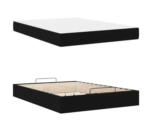 Gultas Rāmis Melna 140 X 190 Cm Audums Vidaxl