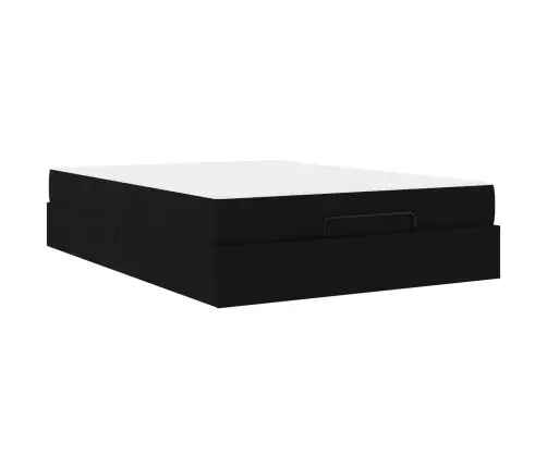 Gultas Rāmis Melna 140 X 190 Cm Audums Vidaxl