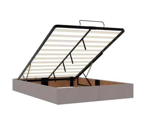 Gultas Rāmis Ar Matraci Pelēkbrūna 140 X 190 Cm Audums Vidaxl