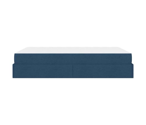 Gultas Rāmis Ar Matraci Zila 140 X 190 Cm Audums Vidaxl