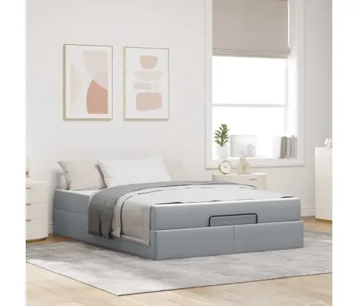 Gultas Rāmis Gaiši Pelēka 140 X 200 Cm Audums Vidaxl