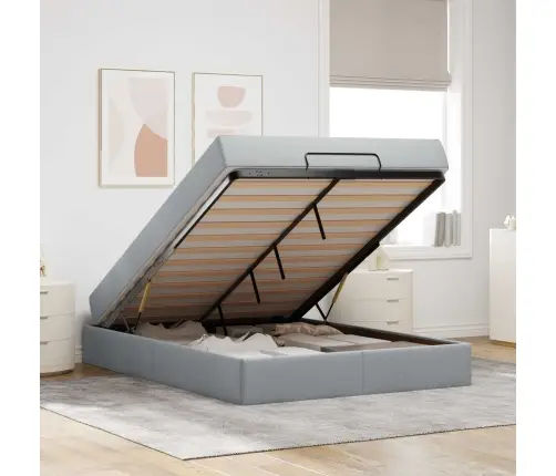 Gultas Rāmis Gaiši Pelēka 140 X 200 Cm Audums Vidaxl