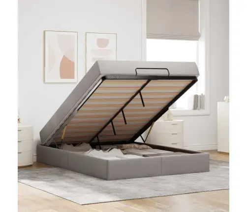 Gultas Rāmis Pelēkbrūna 140 X 200 Cm Audums Vidaxl