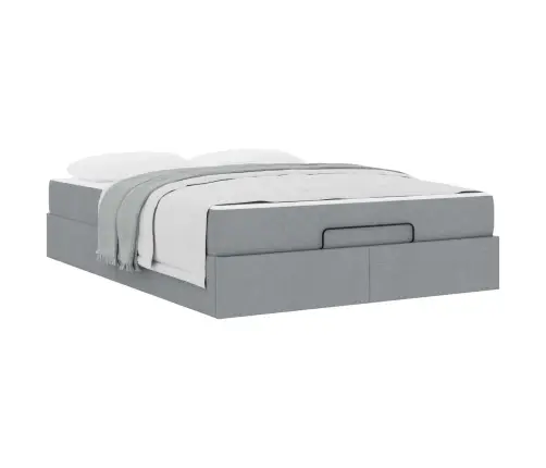 Gultas Rāmis Cits Ar Uzglabāšanu Gaiši Pelēka 160 X 200 Cm Audums Vidaxl