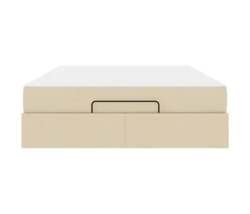 Gultas Rāmis Ar Uzglabāšanu Krēmkrāsa 160 X 200 Cm Audums Vidaxl
