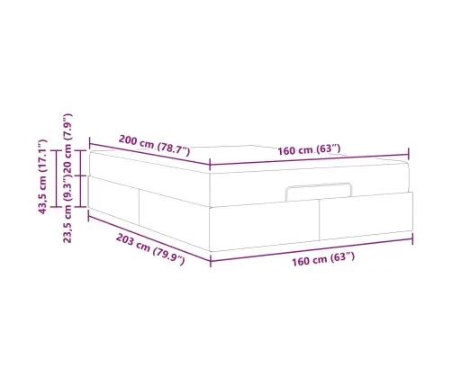 Gultas Rāmis Ar Uzglabāšanu Krēmkrāsa 160 X 200 Cm Audums Vidaxl