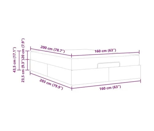 Gultas Rāmis Cits Ar Uzglabāšanu Zila 160 X 200 Cm Audums Vidaxl