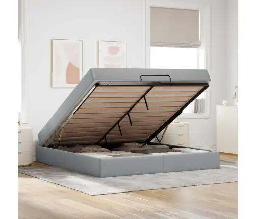 Gultas Rāmis Cits Ar Uzglabāšanu Gaiši Pelēka 180 X 200 Cm Audums Vidaxl