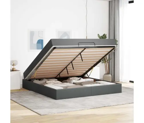 Gultas Rāmis Cits Ar Uzglabāšanu Tumši Pelēka 180 X 200 Cm Audums Vidaxl