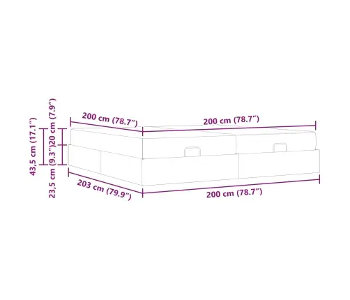 Gultas Rāmis Ar Uzglabāšanu Gaiši Pelēka 200 X 200 Cm Audums Vidaxl