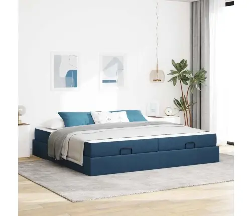 Voodi Raam Ladustamisega Sinine 200 X 200 Cm Kangas