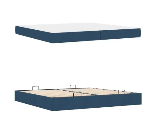 Voodi Raam Ladustamisega Sinine 200 X 200 Cm Kangas