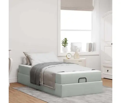 Gultas Rāmis Ar Matraci Gaiši Pelēka 80 X 200 Cm Samts Vidaxl