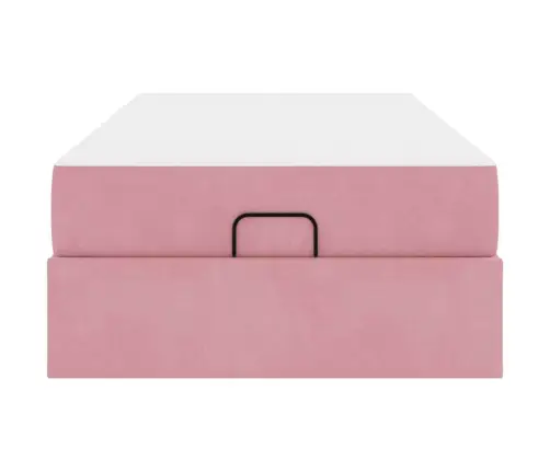 Gultas Rāmis Ar Matraci Ar Uzglabāšanu Rozā 80 X 200 Cm Samts Vidaxl