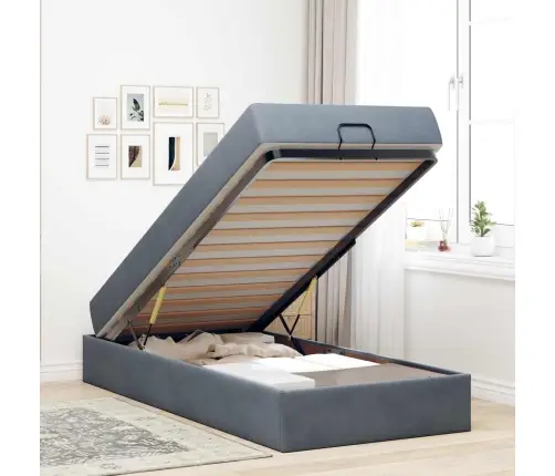 Gultas Rāmis Ar Matraci Tumši Pelēka 90 X 190 Cm Samts Vidaxl