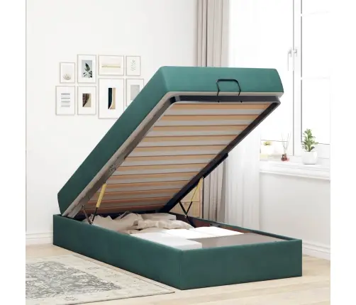 Gultas Rāmis Ar Matraci Tumši Zaļa 90 X 190 Cm Samts Vidaxl