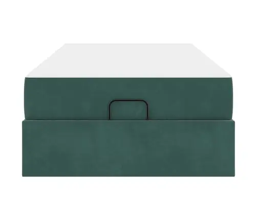 Gultas Rāmis Ar Matraci Tumši Zaļa 90 X 190 Cm Samts Vidaxl