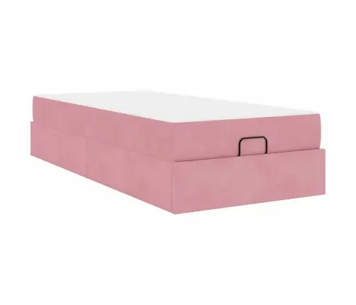 Gultas Rāmis Ar Matraci Ar Uzglabāšanu Rozā 90 X 190 Cm Samts Vidaxl