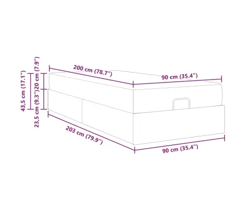 Gultas Rāmis Ar Uzglabāšanu Gaiši Pelēka 90 X 200 Cm Samts Vidaxl