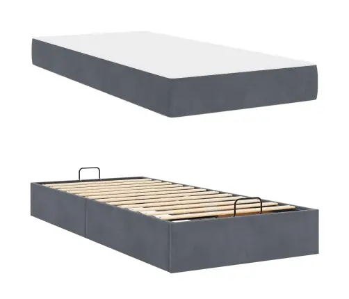 Voodiraam Madratsiga Madratsiga 2 Pcs Hämar Hall Samet