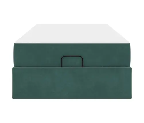 Gultas Rāmis Ar Uzglabāšanu Tumši Zaļa 90 X 200 Cm Samts Vidaxl