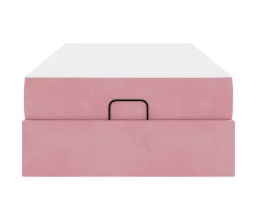 Gultas Rāmis Ar Uzglabāšanu Rozā 90 X 200 Cm Samts Vidaxl