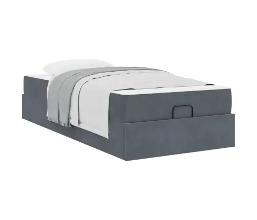 Gultas Rāmis Ar Uzglabāšanu Tumši Pelēka 100 X 200 Cm Samts Vidaxl