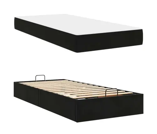 Gultas Rāmis Ar Uzglabāšanu Melna 100 X 200 Cm Samts Vidaxl