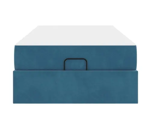 Gultas Rāmis Ar Uzglabāšanu Zila 100 X 200 Cm Samts Vidaxl