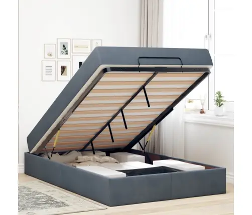 Gultas Rāmis Ar Matraci Tumši Pelēka 120 X 190 Cm Samts Vidaxl