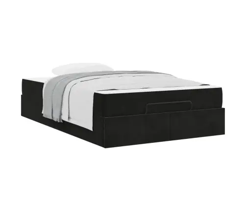 Gultas Rāmis Ar Matraci Ar Uzglabāšanu Melna 120 X 190 Cm Samts Vidaxl