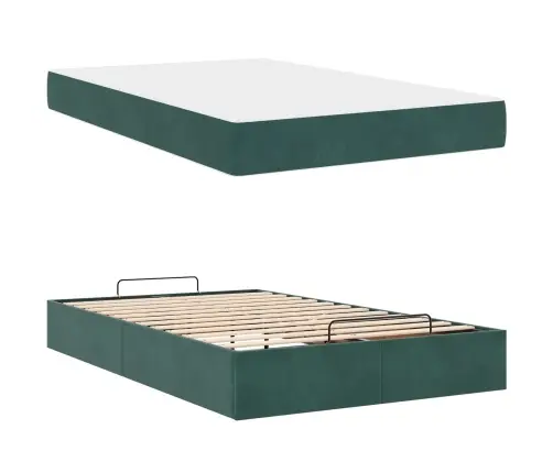 Voodiraam Madratsiga Madratsiga 2 Pcs Roheline Samet