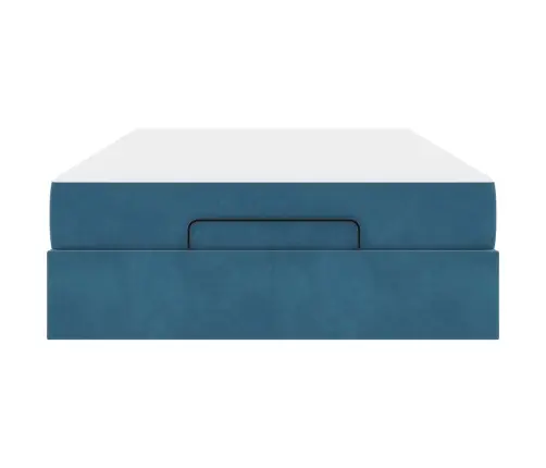 Gultas Rāmis Ar Uzglabāšanu Zila 120 X 190 Cm Samts Vidaxl