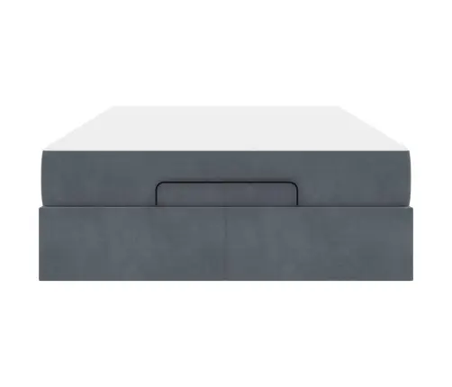 Gultas Rāmis Ar Uzglabāšanu Tumši Pelēka 120 X 200 Cm Samts Vidaxl