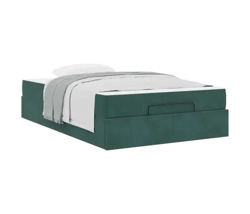 Gultas Rāmis Ar Matraci Tumši Zaļa 120 X 200 Cm Samts Vidaxl