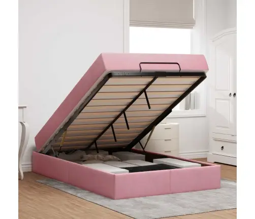 Voodiraam Madratsiga Madratsiga 2 Pcs Roosa Samet